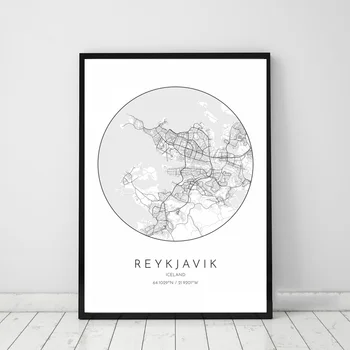 

Reykjavik Iceland City map Poster Canvas Print Wall Pictures for Living Room No Frame