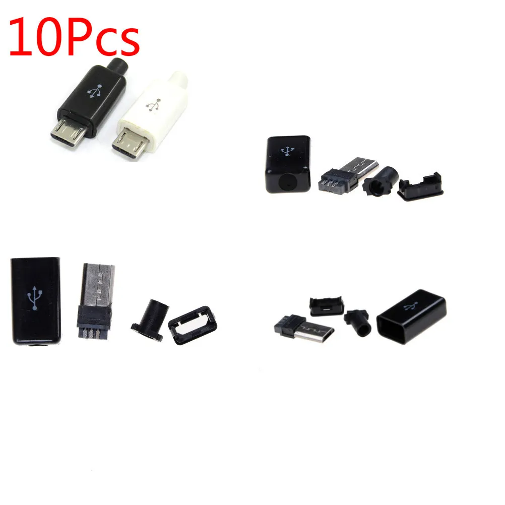 10 шт./пакет Micro USB 5pin штекер белый/черный сварки данных OTG линии интерфейс DIY данных Cbale