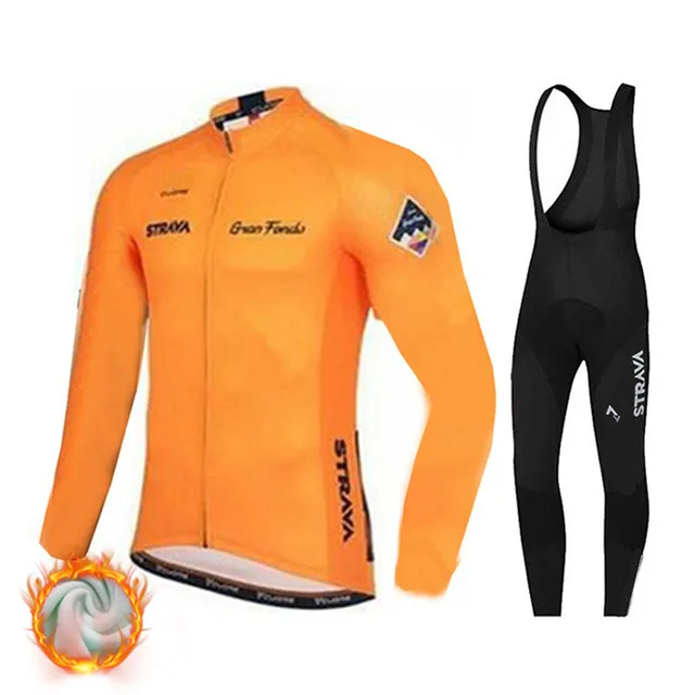 Зимние велосипедные комплекты Strava, Ropa Ciclismo Invierno, Джерси, костюмы, термальный флис, комплекты одежды для велоспорта, велосипед MTB, Триатлон, облегающий костюм - Цвет: Winter bike set 1