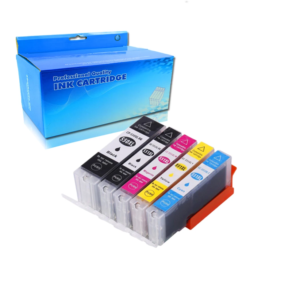 

5PK PGI-550/CLI-551 Compatible lnk Cartridges for Canon Pixma IP7250 MG5450 MG6350 MX925 XL
