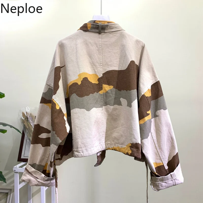 Neploe модная женская куртка бомбер размера плюс Женская свободная камуфляжная