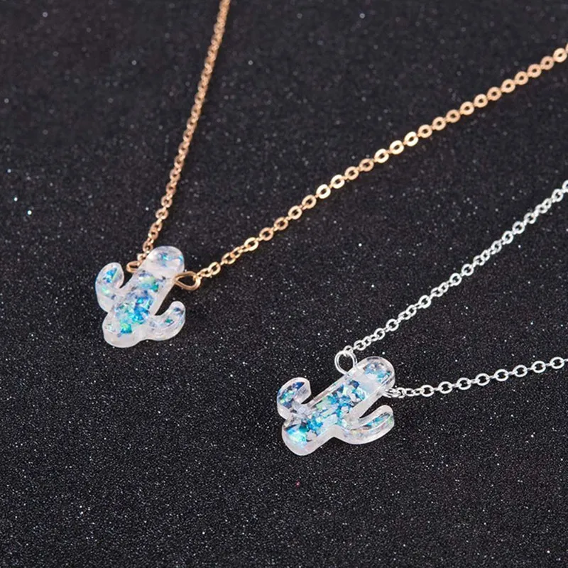 Cactus Necklaces Pendants Women Natural Plant Jewelry Gold Chain Choker Necklace Birthday Gifts