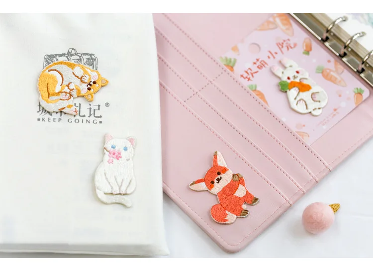 Cute Embroidery Stickers kawaii Sticker DIY Decorative Journal Cover Storage Bag Scrapbooking Stationery School Ofiice Supply