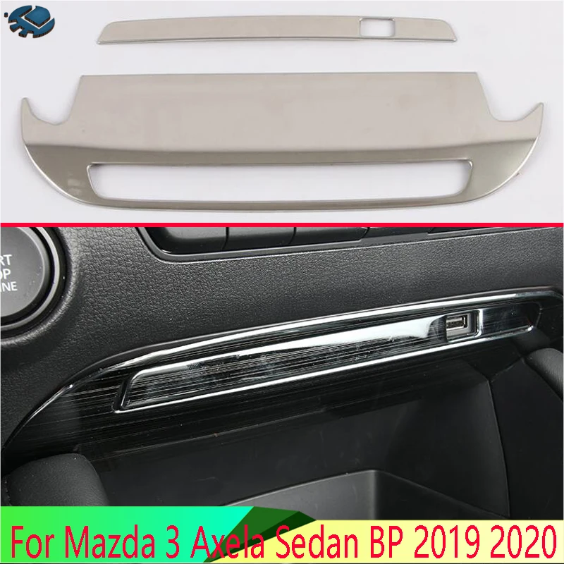 Для Mazda 3 Axela Sedan BP 2019 2020 Нержавеющая сталь Передняя USB обшивка коробка Авто