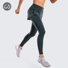 CRZ Йога Женская Роскошная средняя посадка 2 в 1 обтягивающие спортивные Леггинсы для бега фитнеса-25 дюймов