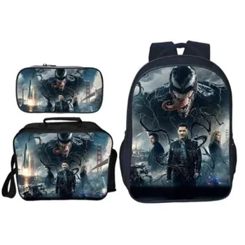 

2020 New 3pcs/set Printing Hero Venom Kids Baby School Bags Spiderman Suit Bag Cartoon Children Backpacks for Boys Schoolbag