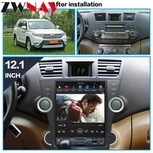 12," Android 9,0 Tesla вертикальный экран Автомобильный gps навигатор Авторадио Стерео dvd-плеер головное устройство для Toyota Highlander 2007-2013