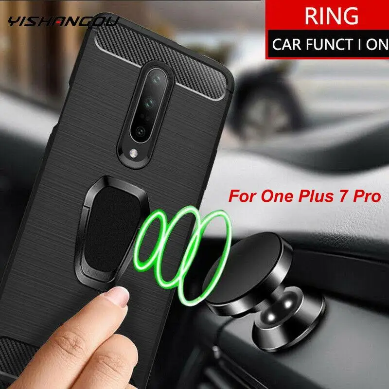 cheap Luxury Magnetic Ring Holder Cover Case For Oneplus 1+7 Pro 6T 6 5T 5 Carbon Fiber Matter Case Coque For One Plus 7 6 6T 5 T 1+7