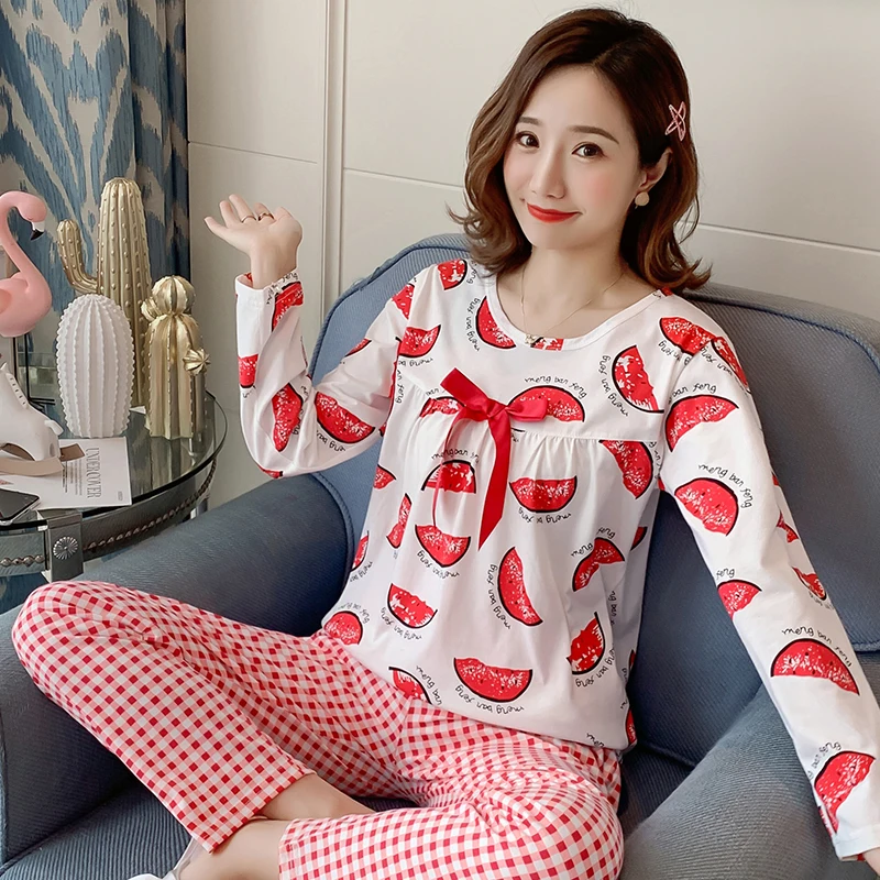 24 стиля на выбор, осенне-зимний женский пижамный комплект, хлопковая теплая одежда для сна с длинными рукавами и принтом для девочек, Рождественская Пижама для взрослых, пижама для вечеринки - Цвет: C Q 9616