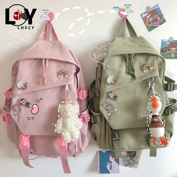

Large Capacity Cute Multi-buckle Backpack Woman Fashionkorean Version Female Travel Bag Schoolbag For Teenage Girls Fashion Bags