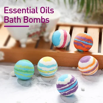 

6pcs Bath Salt Ball Body Skin Whitening Ease Relax Stress Relief Natural Bubble Shower Bombs Ball Body Cleaner Essential Oil Spa