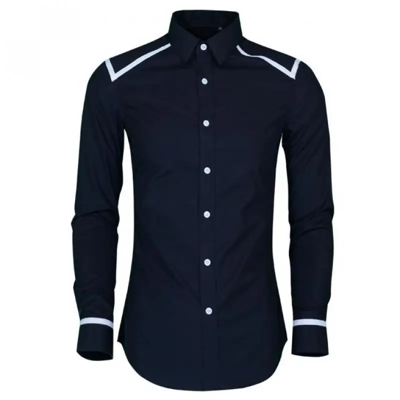 Minglu Slim Fit Мужская рубашка Высокое качество плечо и рукав трубопровод дизайн мужская рубашка тренд длинный рукав мужские Рубашки 4xl