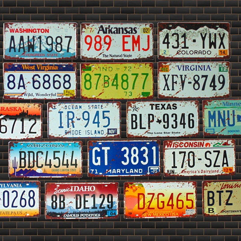 

Vintage License plate Metal Signs Tin Sign Retro Garage Decor Plaque Metal for bar cafe and bedroom Decorative Iron Plates