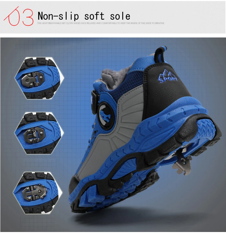 PINSEN 2019 Winter Kids Sneakers boys Outdoor Shoes Hiking Shoes children Shoes Boy Rubber Sole Non-slip Warm Sports Shoes (6)