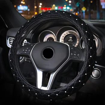 

New Crystal Diamond Car Steering Wheel Covers for Women Girl Plush Rhinestone covered Steering-Wheel Interior Accessories