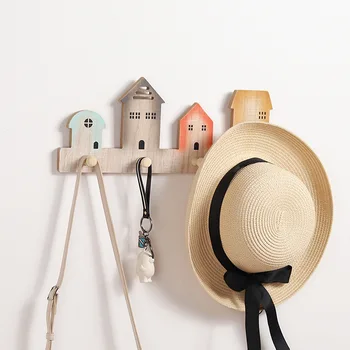 

Punch-free Hook Color House Shape Hook Coat Hook on The Wall Behind The Door Creative Home Bedroom Wall Decoration Hook