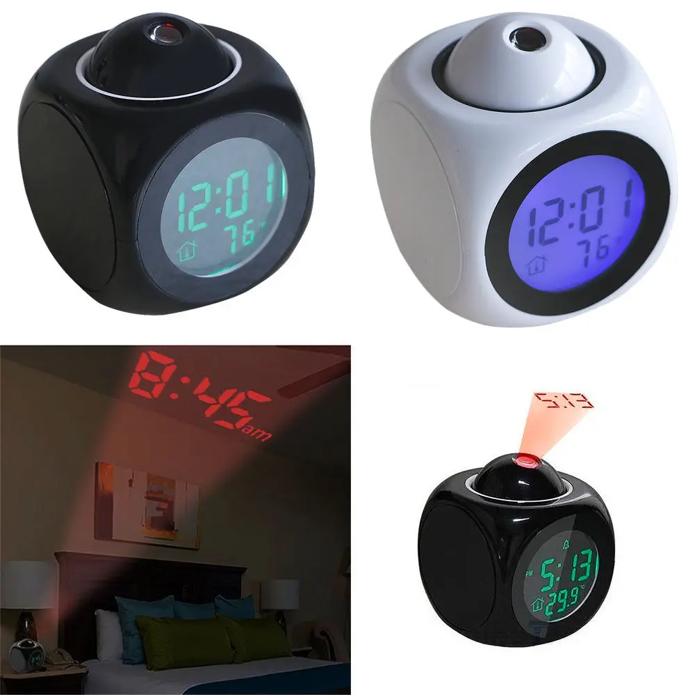 Мини ЖК-Проекционный будильник Температура голоса подсветка настольные часы
