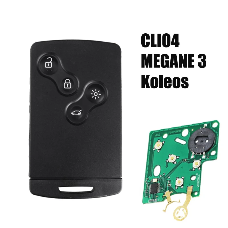 4 Boutons Carte à Puce Compatible Renault Captur - Clio 4 - Koleos - Laguna  3 - Megane 3 - Scenic 3 - kit Protection de Rechange pour telecommande  (cles) Intelligent 