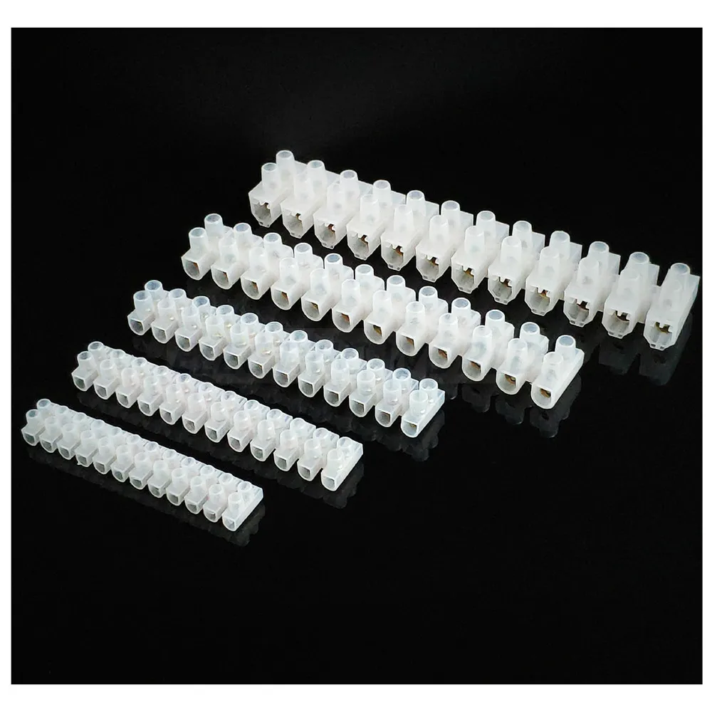 10PCS 10A Dual Row Terminal Block 12 Position Barrier Strip Cable Wire Connector 