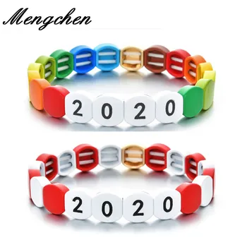

Bohemian rainbow 2020 Letter Tile Bracelet For Women Men Handmade Popular Enameled Friend Jewelry Latest Fashion Bangle