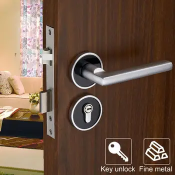 

Bedroom Door Lock smart lock European Style Durable Door Handle Front Back Lever Lock Cylinder With Keys Aluminum