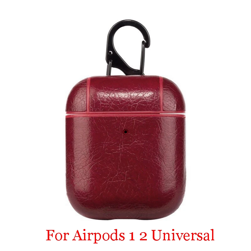 Red Кожухи головных телефонов для Apple Airpods ремешок роскошный кожаный с кнопками чехол для наушников аксессуары для iphone Airpods чехол - Цвет: Red