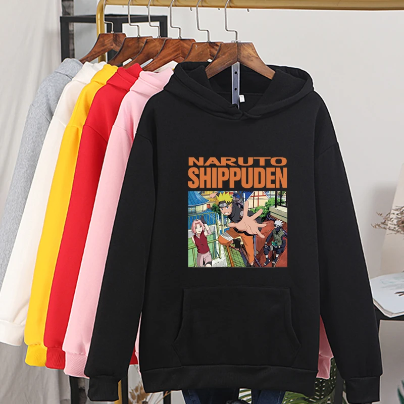 Худи с принтом Наруто размера плюс 3xl, Осень-зима, новинка, Харадзюку, негабаритный повседневный мужской свитер, забавная, японская, аниме, теплая уличная одежда