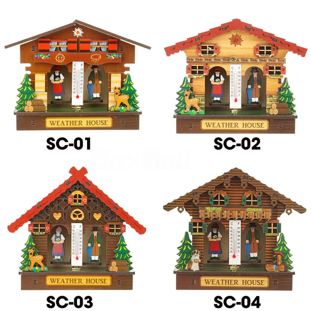 Домашний деревянный домик ручной работы 4 дюйма термометр гигрометр Погодный