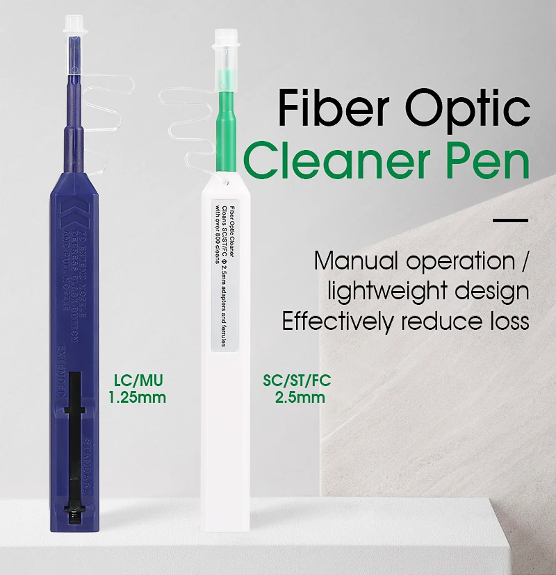 

2pcs/lot One-click Cleaner 2.5mm&1.25mm End Face Fiber Optic Cleaner for FC/SC/ST/LC Connector