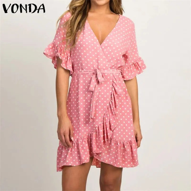 S-5XL VONDA, богемное платье,, сексуальное, глубокий v-образный вырез, половина рукава, Платья для вечеринок, свободные, богемные, вечерние, Vestidos Femme, летний сарафан