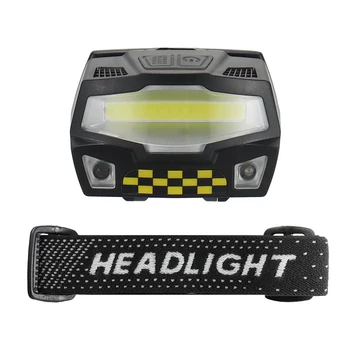 

COB LED Headlight Flash Head Lamp Torch Lantern 3 Modes Wave Sensor USB Rechargeable Flashlight for Hunting Fishing