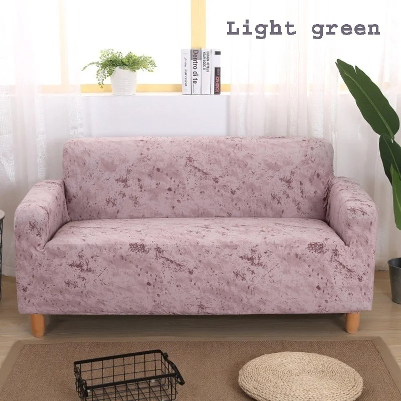 light green 8 Colors Splash Ink Sofa Cover High Stretch Couch Lounge Covers Spandex Sofa elastic Slipcover Furniture Protector 1-4 Seater - Цвет: light green