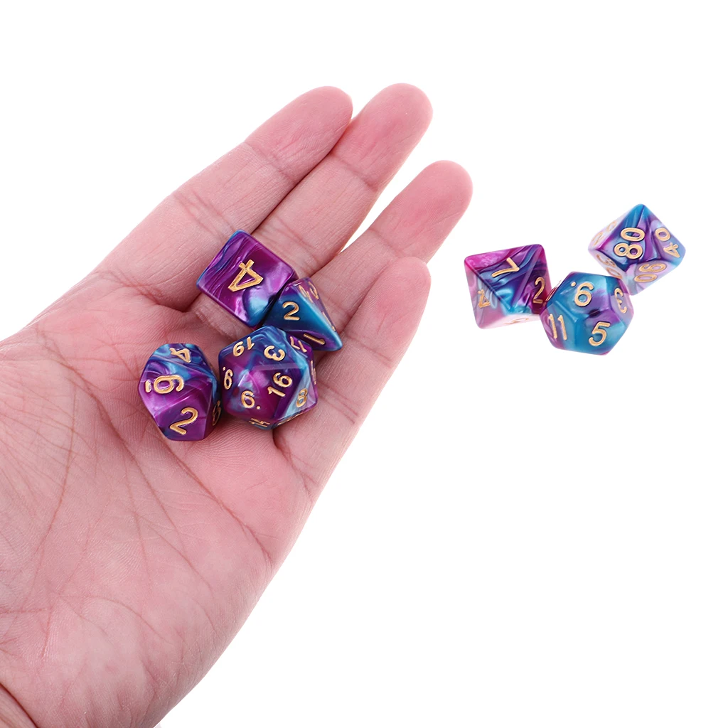 7 Pcs Polyhedral Dice Set D20 D12 D10 D8 D6 D4 for DND RPG Board Game Party Fun Playing Game Dices