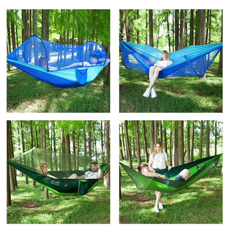 Pop Up Camping Hammock With Mosquito Net bug Net Portable Quick Set Up Hammock Hanging Sleeping Bed Outdoor Travel  98x47inch