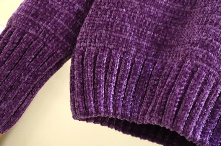 Fdfklak кашемировый утепленный Золотой бархатный свитер из синели, пуловер на осень и зиму, свитер с высоким воротником, женская вязаная свободная одежда