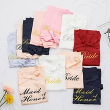 Изысканная вышивка для женщин невесты свадебное платье одноцветное Короткое Кимоно халат повседневное мягкое Ntimate белье Sleepwea