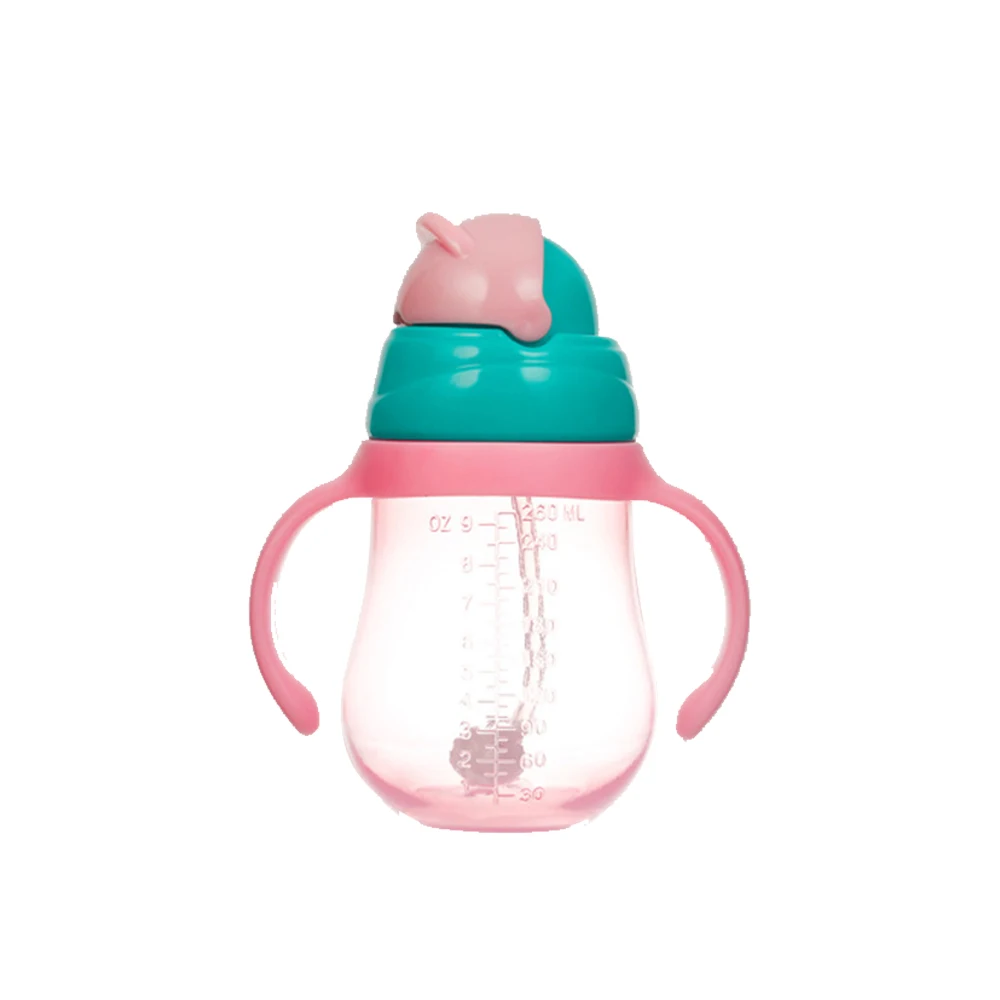 Pink 260ml Детская однотонная портативная школьная соломенная бутылка для питьевой воды, соломенная чашка для ребенка с плечевым ремнем, 260 мл, 330 мл - Цвет: Pink 260ml