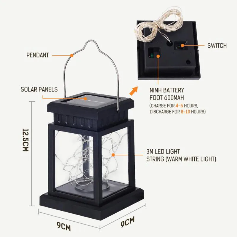 Solar LED Lights Outdoors Focus Floor Lanterns Panel Candle Terraza Indoor Hanging Balcony Birds Decoration Lighting For Garden