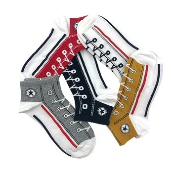 

5 Pairs/Set Men/Women Socks Skate Shoes Pattern Short sock Autumn/Winter Thicker Warmer Fashion Shoelace Ankle Socks