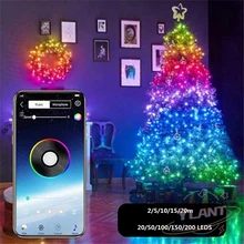 

USB LED String Light Bluetooth App Control Music Waterproof Timing Fairy Lights Outdoor Room New Year Christmas Tree Decoration