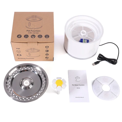 자동 애완 동물 고양이 물 분수 LED 조명 5 팩 필터 2.4L USB 개 고양이 음소거 술꾼 피더 그릇 마시는 디스펜서 5