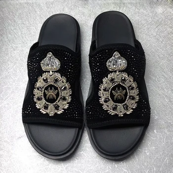 

H0518 original quality luxury Men's slippers famous brands High Quality New style fashionable man slippers