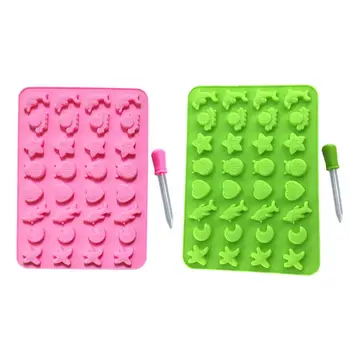 

2Pcs Jelly Drop Fish Fruits Shape Moulds Biscuits Mould Chocolate Mold Gum Sugar DIY Mould with Dropper