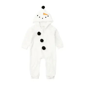 

Fashion Newborn Baby Girl Boy Rompers Fall Winter Fuzzy Romper Jumpsuit Hoodies Clothes Cartoon Snowman Romper Warm Jumpsuits
