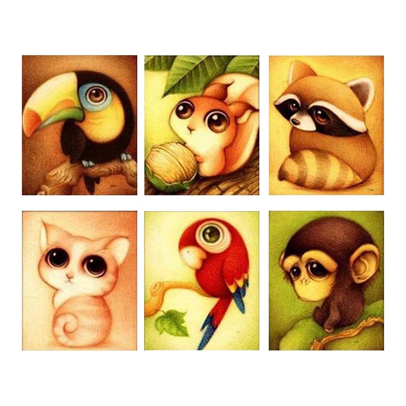 5D алмазная картина с изображением животных из мультфильмов, белка, обезьяна, попугай, кот, частичная дрель, мозаика, вышивка крестиком