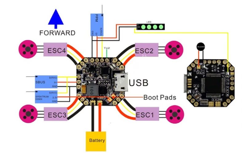 Emax STM32F303 F3 Femto Flight Controller BEC Buzzer VBAT PDB RC Racing 130 250 QAV210 QAV180 Quadcopter FPV