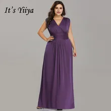 Это Yiiya вечернее платье с v-образным вырезом элегантные женские вечерние платья без рукавов robe de Soiree размера плюс длина до пола Вечерние платья C430
