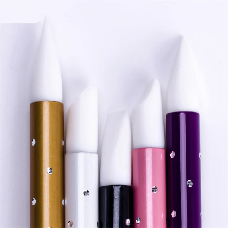 5pc Double Head Nail Art Silicone Dotting Pen Brush Sculpture Emboss Carving Shaping Paint Acrylic Pick Rhinestone Manicure Tool