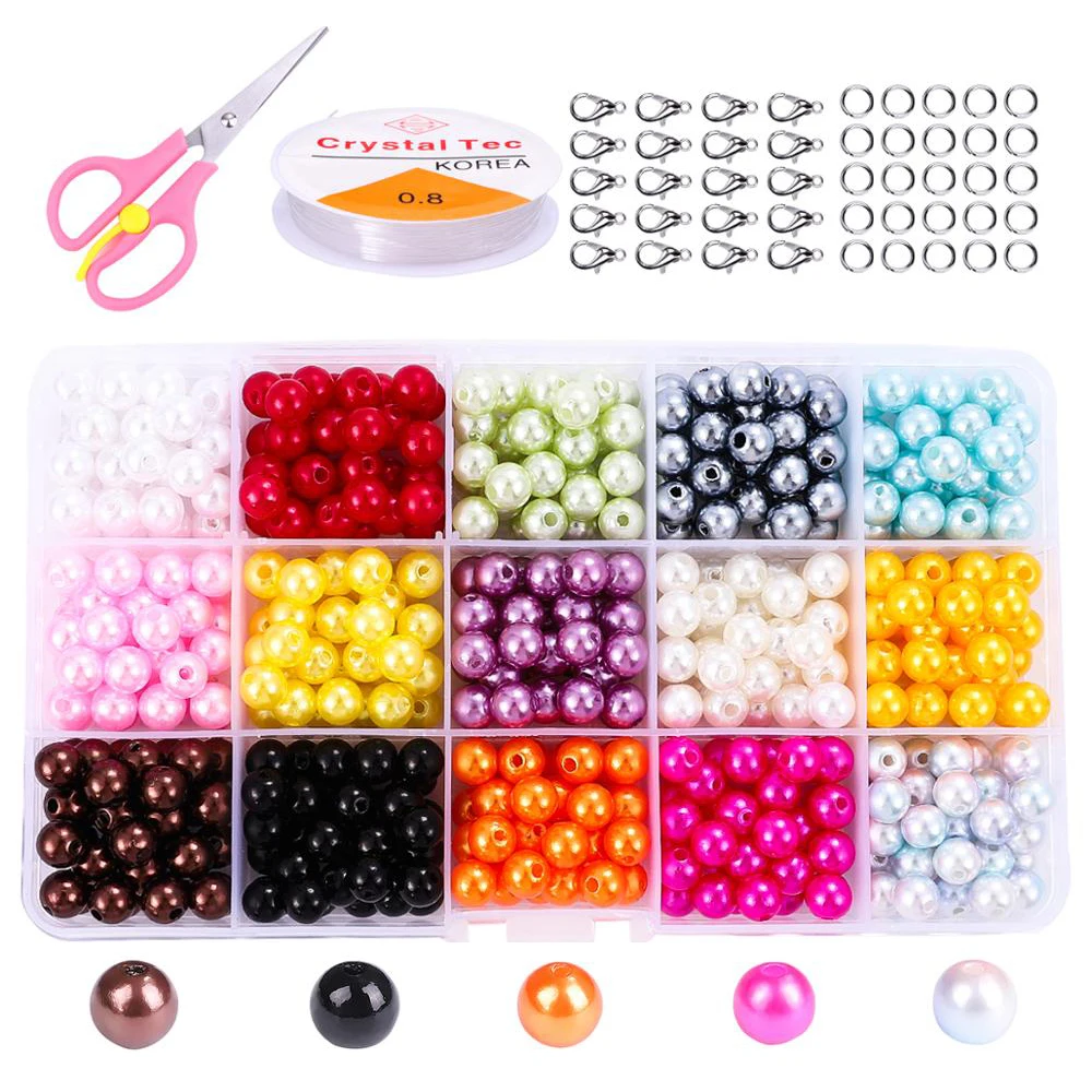 Abs Beading Cord Clasps Set Beads Making Bracelets Abs Beads Box