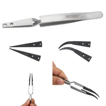 NICEYARD обратный Пинцет Антистатический пинцет ESD для ремонта телефона BGA работа с изогнутым и прямым пластиковым наконечником